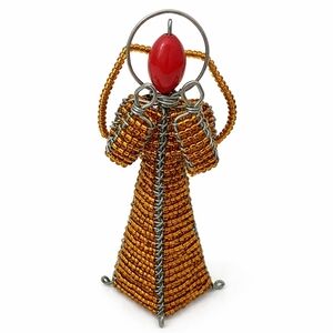Beaded Angel Figurine with Silver Accents